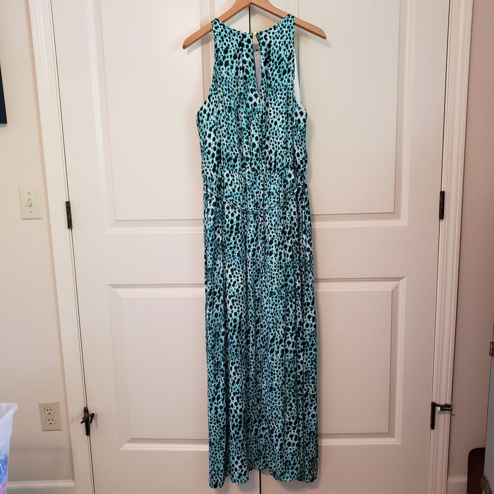 Jennifer Lopez Teal Animal Keyhole Maxi Dress, 14